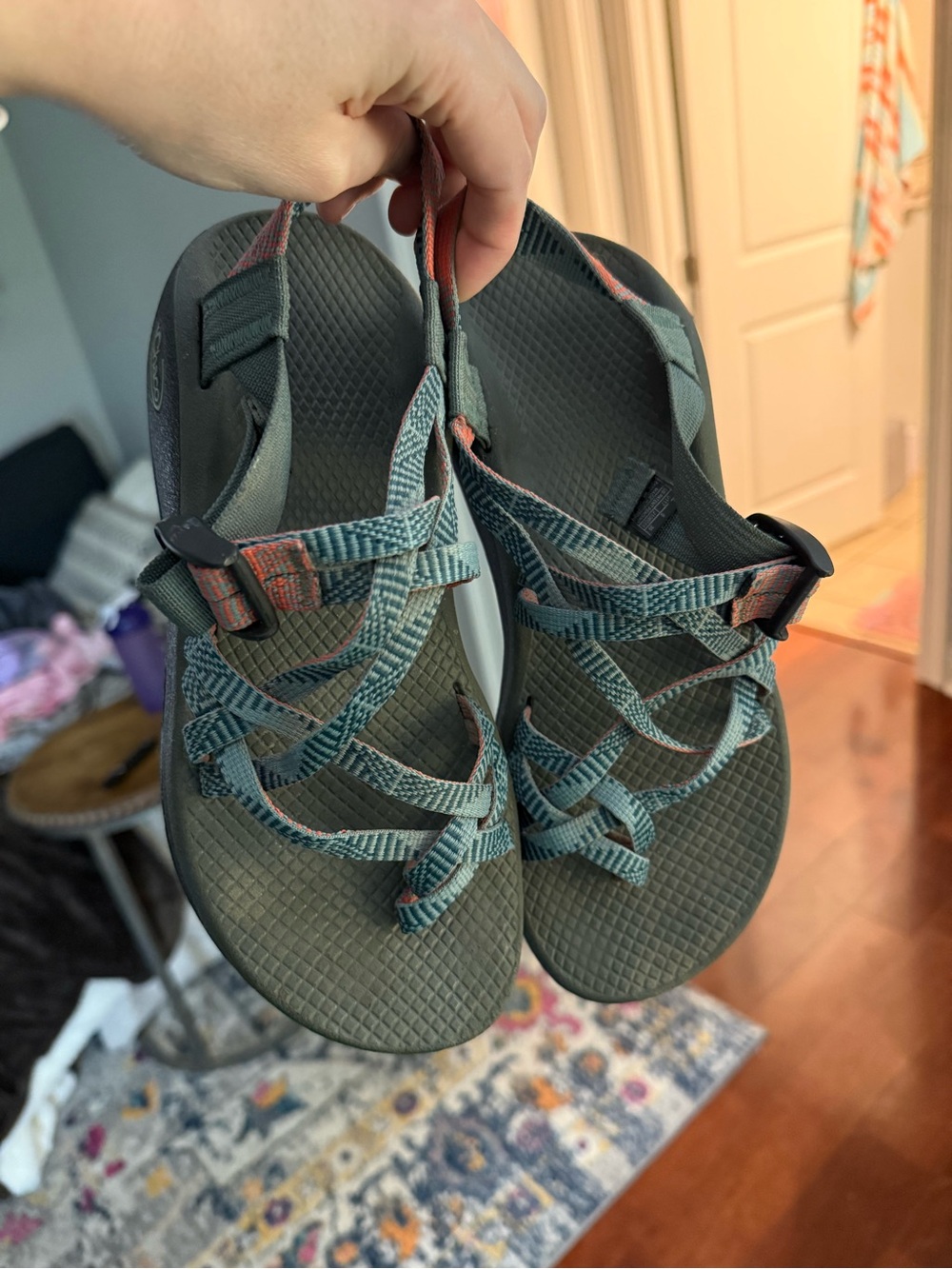 Chaco Women's Teal and Coral Strappy Sandals